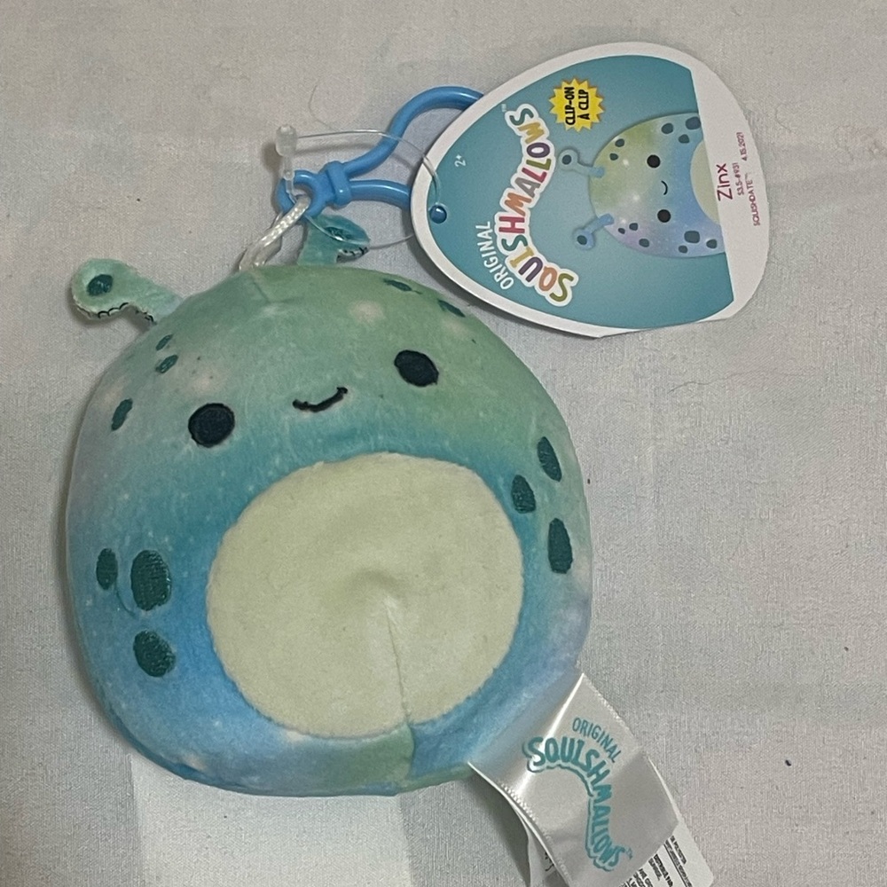 Squishmallows Blue-Green Narwhal Clip Plush